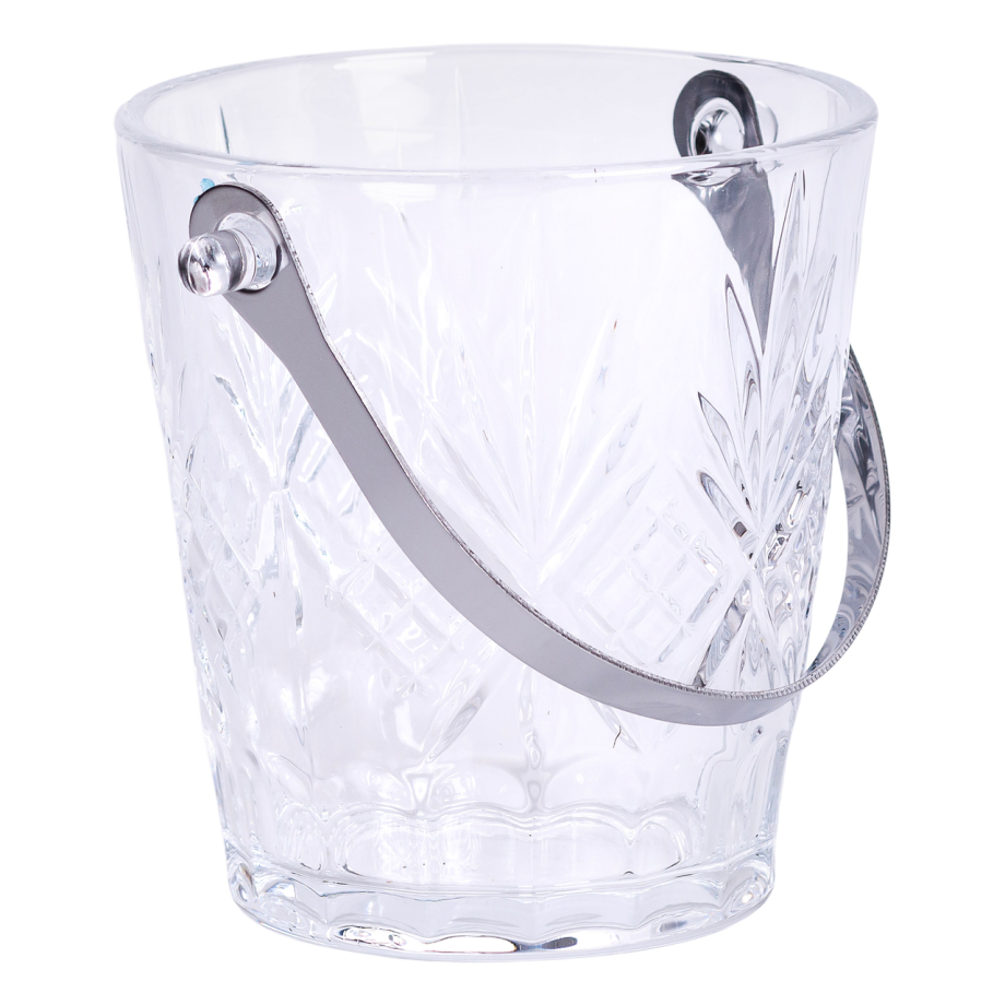 Відерце для льоду скляне 1 л з металевими щипцями HP-19-22GLASS