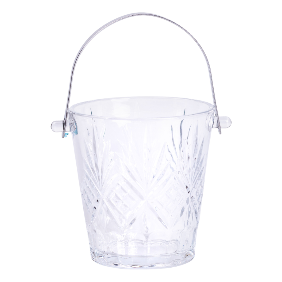 Відерце для льоду скляне 1 л з металевими щипцями HP-19-22GLASS