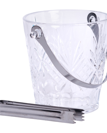 Відерце для льоду скляне 1 л з металевими щипцями HP-19-22GLASS
