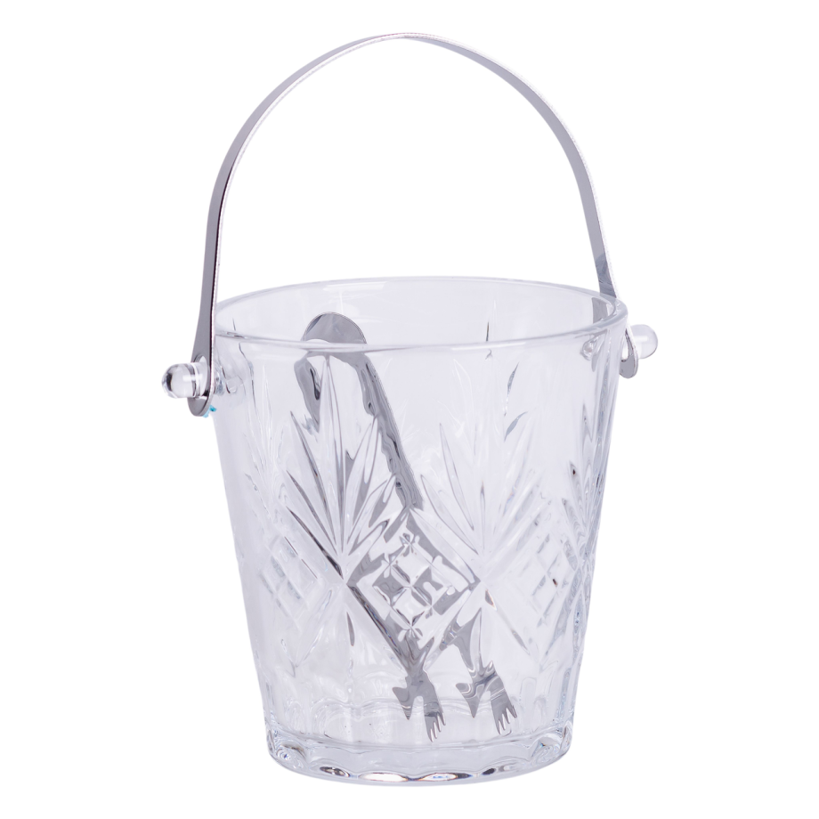Відерце для льоду скляне 1 л з металевими щипцями HP-19-22GLASS