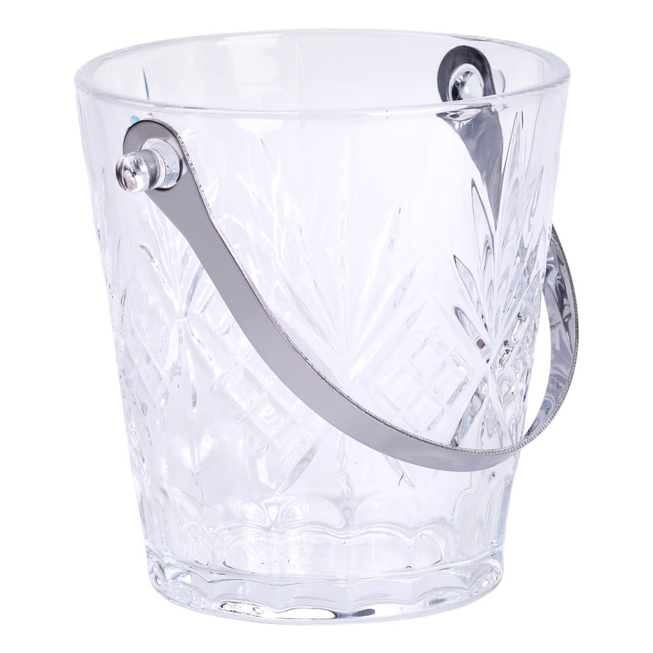 Відерце для льоду скляне 1 л з металевими щипцями HP-19-22GLASS