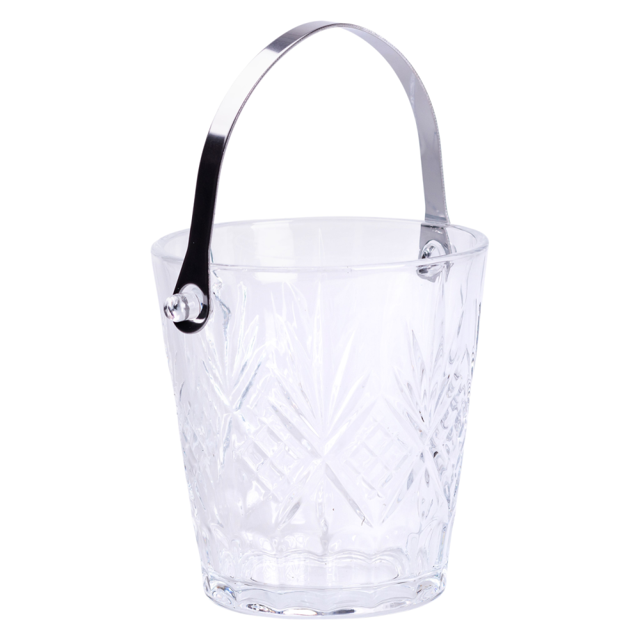 Відерце для льоду скляне 1 л з металевими щипцями HP-19-22GLASS