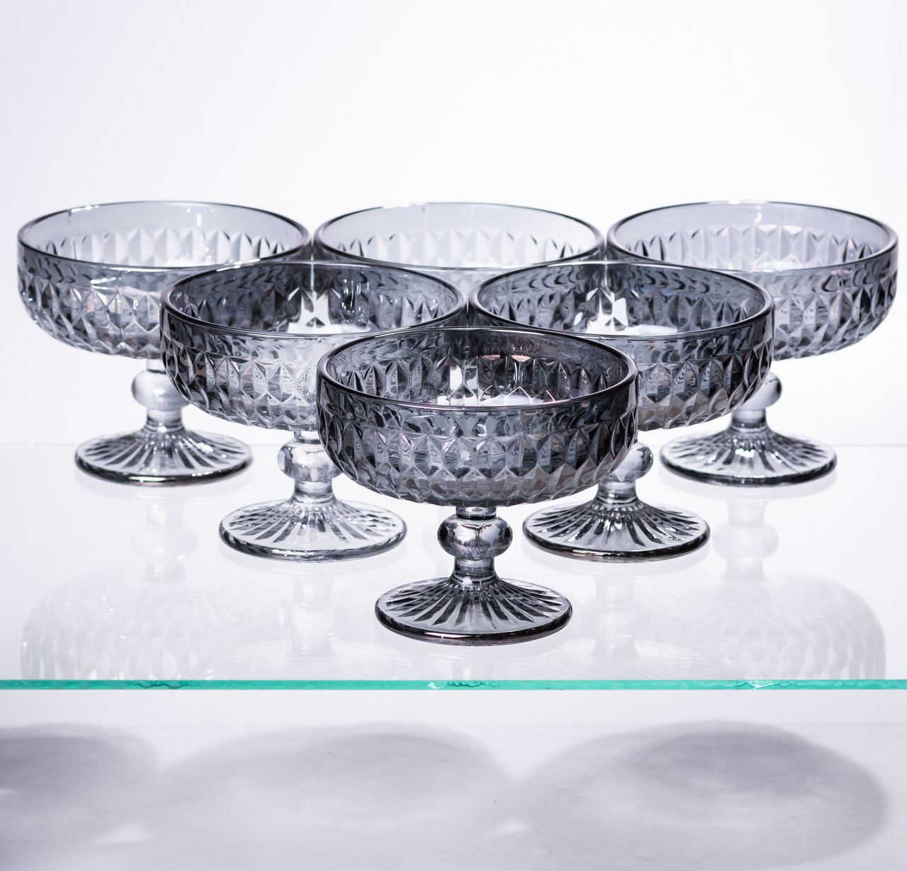 Набір креманок на ніжці 6 шт 300 (мл) Сірий HP-19-118