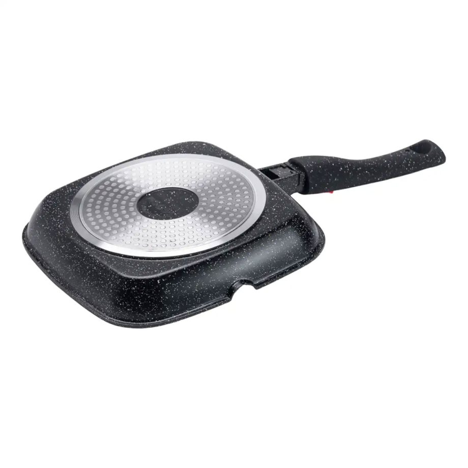 Алюмінієва сковорода-гриль 29 см із квадратною скляною кришкою HP33546