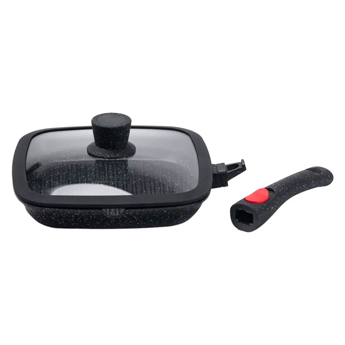 Алюмінієва сковорода-гриль 29 см із квадратною скляною кришкою HP33546