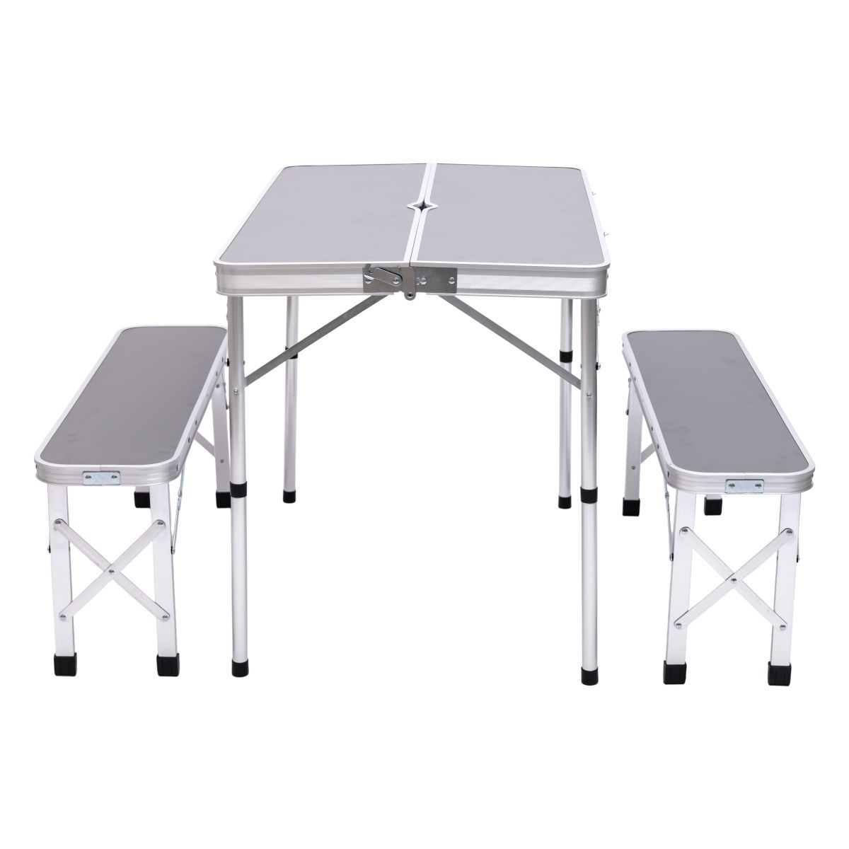 Комплект туристичний стіл + 2 лавки складні меблі Сірий Lugi JY-9060G
