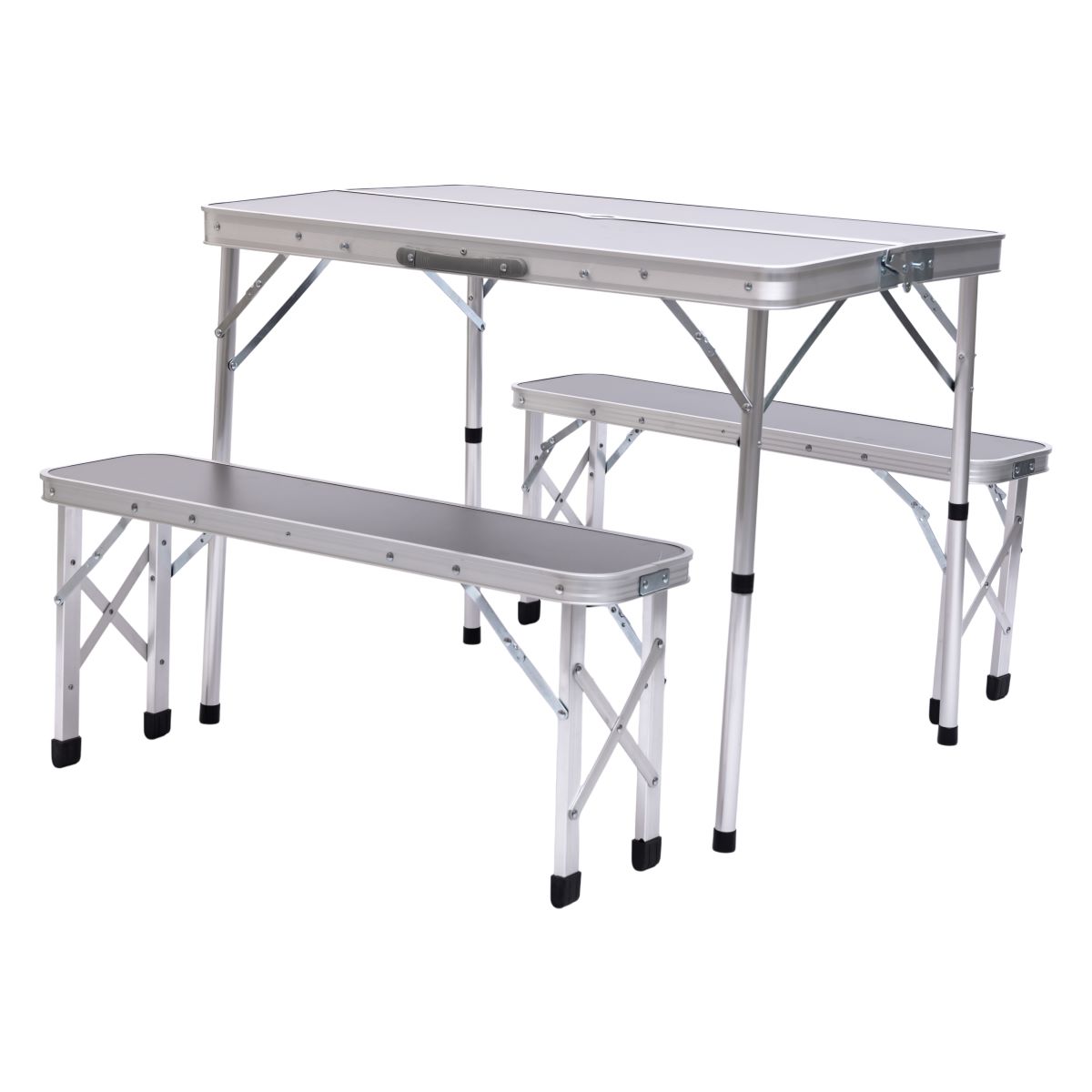 Комплект туристичний стіл + 2 лавки складні меблі Сірий Lugi JY-9060G