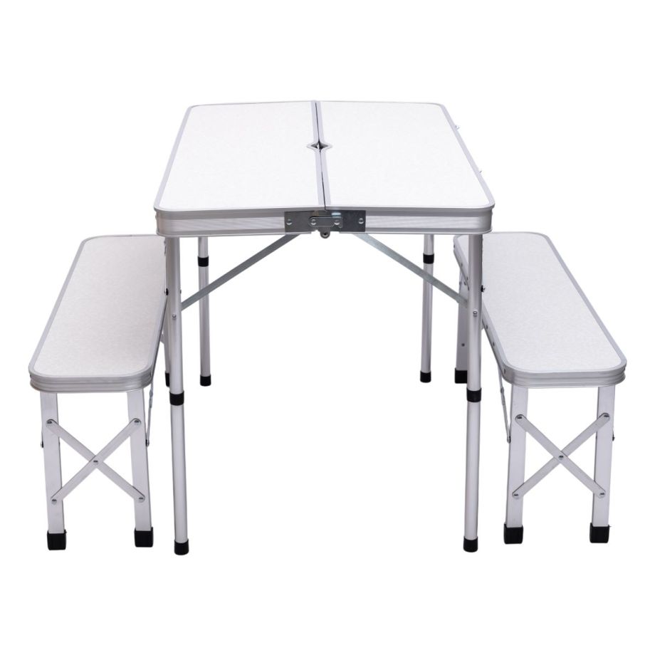 Комплект туристичний стіл + 2 лавки складні меблі Білий Lugi JY-9060W