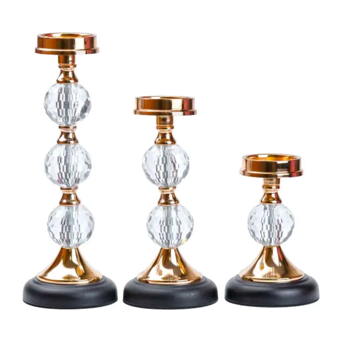 Набір свічників на металевій ніжці 3 шт 43/34/ 27 см HP48633