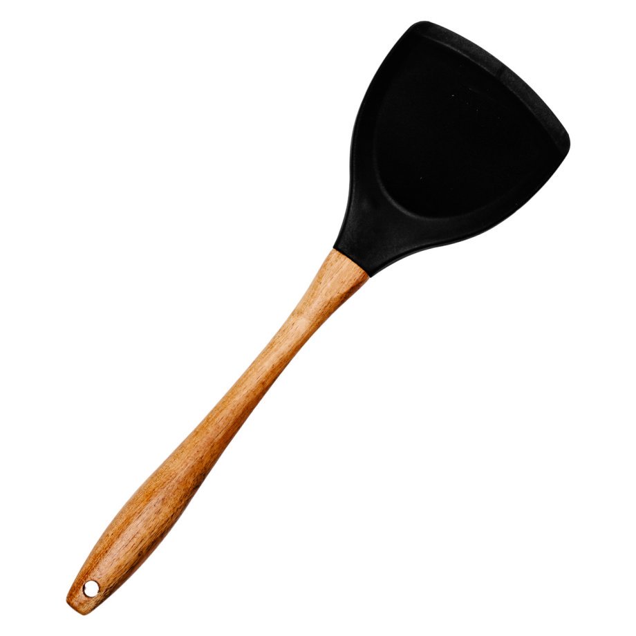 Лопатка силіконова кухонна для сковороди 33.5 (см) лопатка з силікону для кухні з дерев&apos;яною ручкою HP-8-55