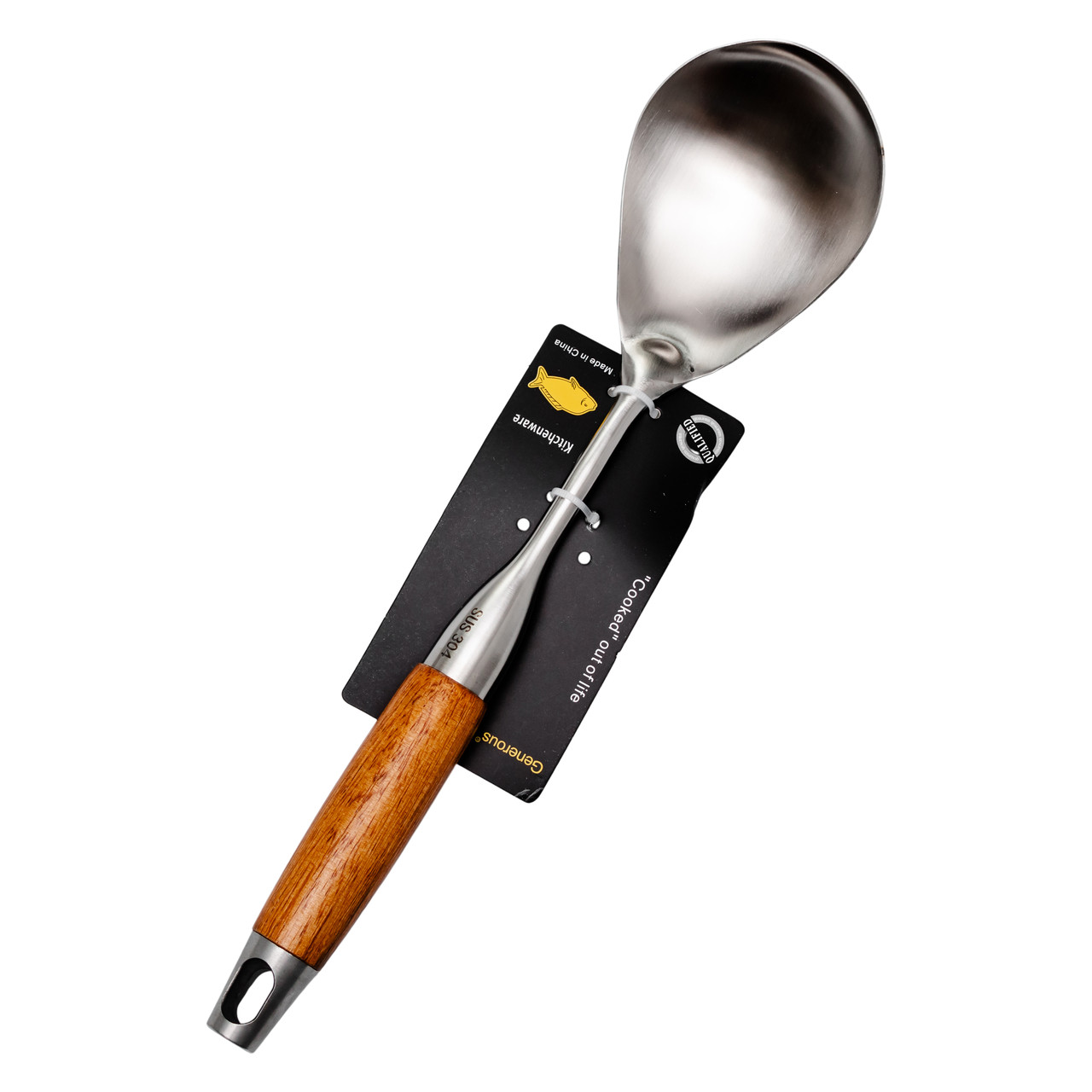 Ложка для рису 32,5 (см) з нержавіючої сталі з дерев&apos;яною ручкою HP-8-42
