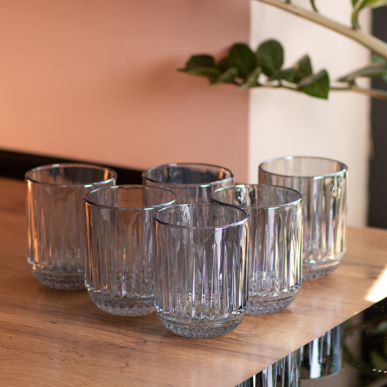 Набір склянок 6 шт скляні склянки 250 (мл) Блакитний HP-19-69