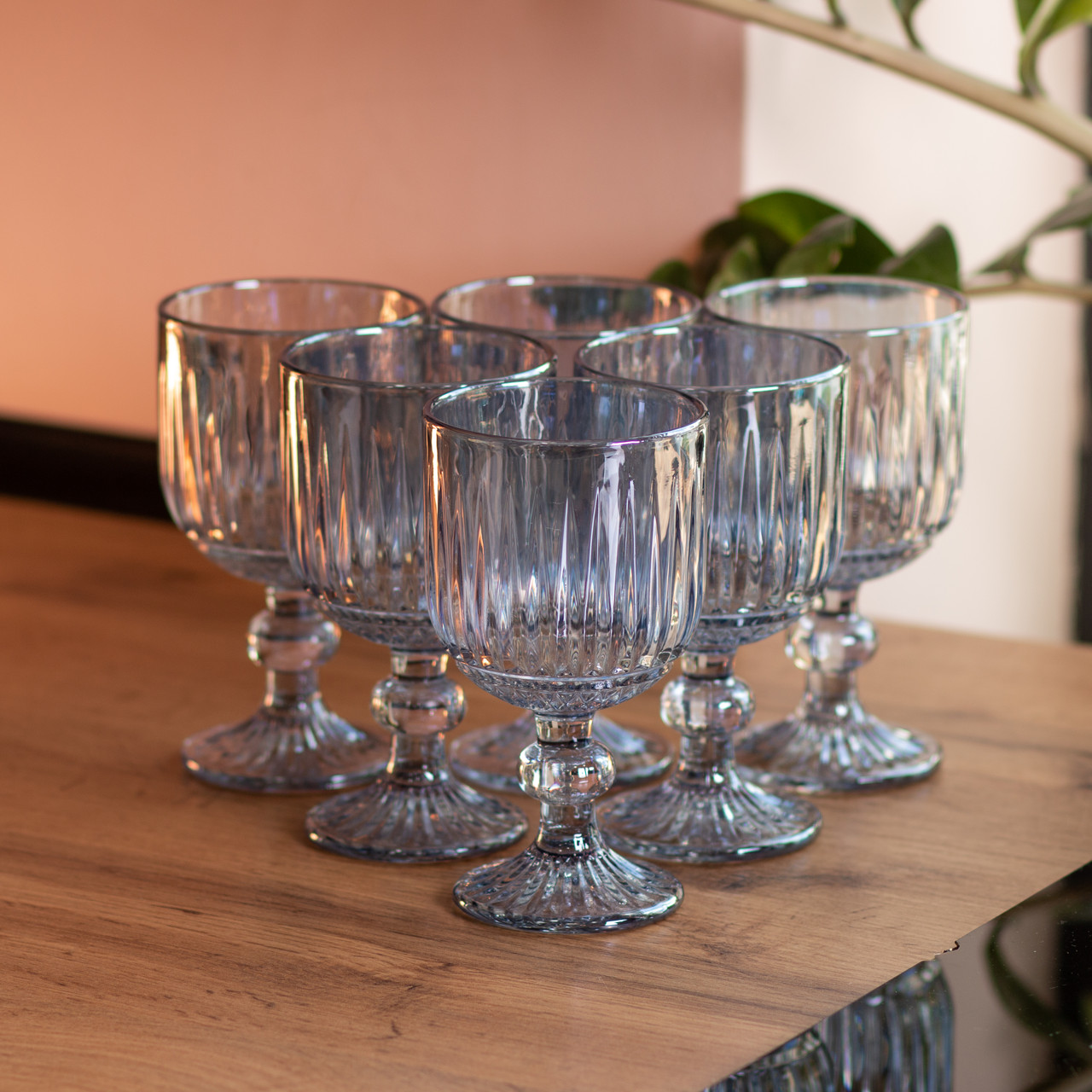 Набір келихів для вина 6 (шт) по 220 (мл) Блакитний HP-19-68