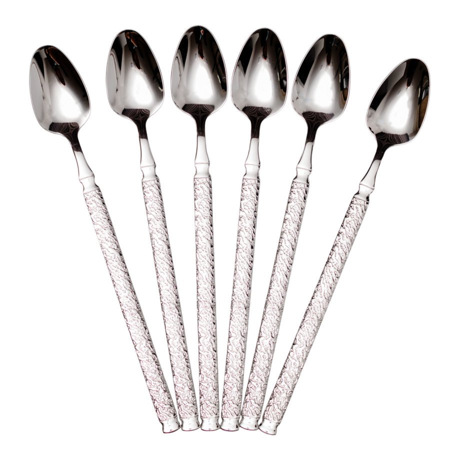 Набір десертних ложок 6 штук з нержавіючої сталі 20 (см) Срібло HP-8-38