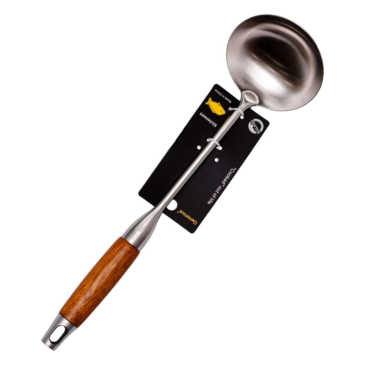 Ополоник металевий кухонний 27 (см) з нержавіючої сталі з дерев&apos;яною ручкою HP-8-45