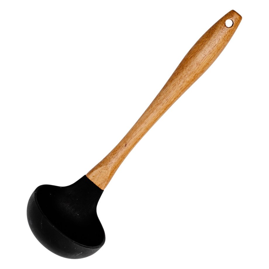 Ополоник силіконовий кухонний 27 (см) кухонний ополоник з силікону з дерев&apos;яною ручкою для супу, бульйону HP-8-58