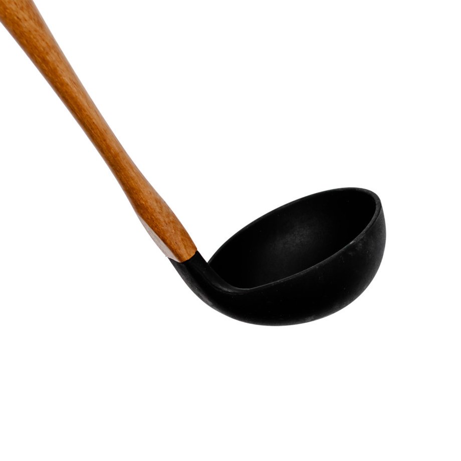 Ополоник силіконовий кухонний 27 (см) кухонний ополоник з силікону з дерев&apos;яною ручкою для супу, бульйону HP-8-58