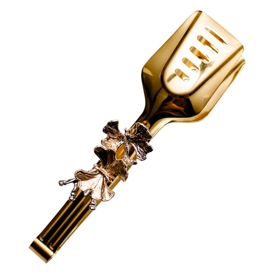 Щипці кухонні металеві 21.5×5 (см) кулінарні щипці для м&apos;яса, риби, гриля кухарські щипці Золотистий HP-8-62