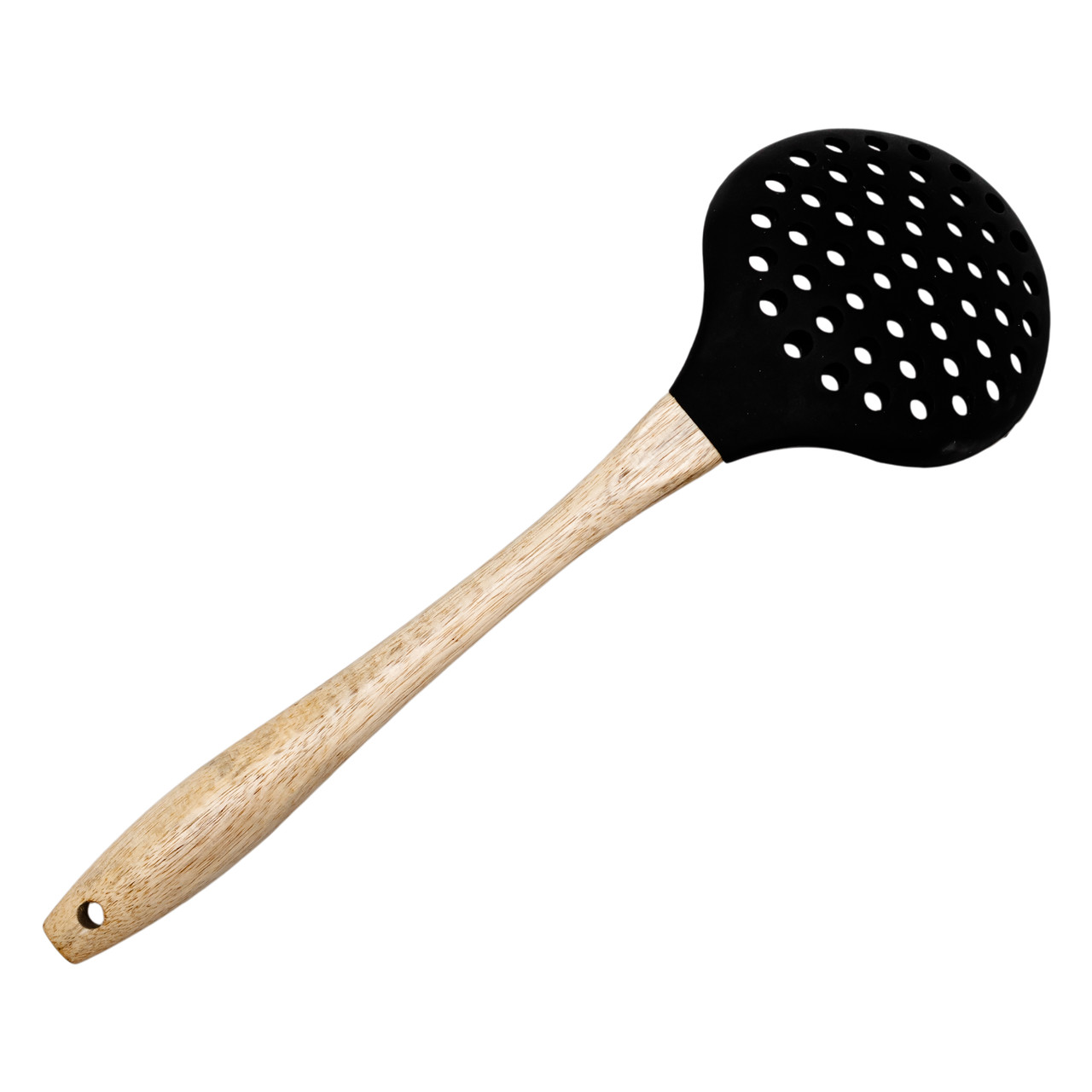 Шумівка для зняття піни силіконова з дерев'яною ручкою 33 (см) ложка шумівка кухонна HP-8-54