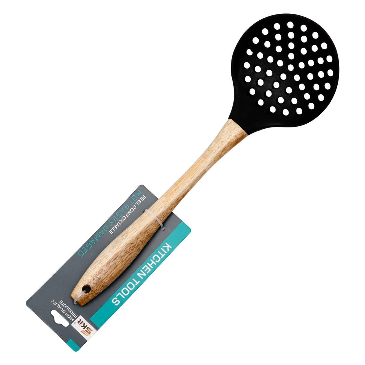 Шумівка для зняття піни силіконова з дерев'яною ручкою 33 (см) ложка шумівка кухонна HP-8-54