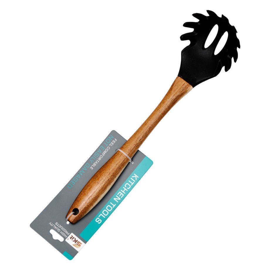 Силіконова ложка для спагетті з дерев'яною ручкою 30 (см) ложка для макаронів, пасти лопатка для спагетті HP-8-57