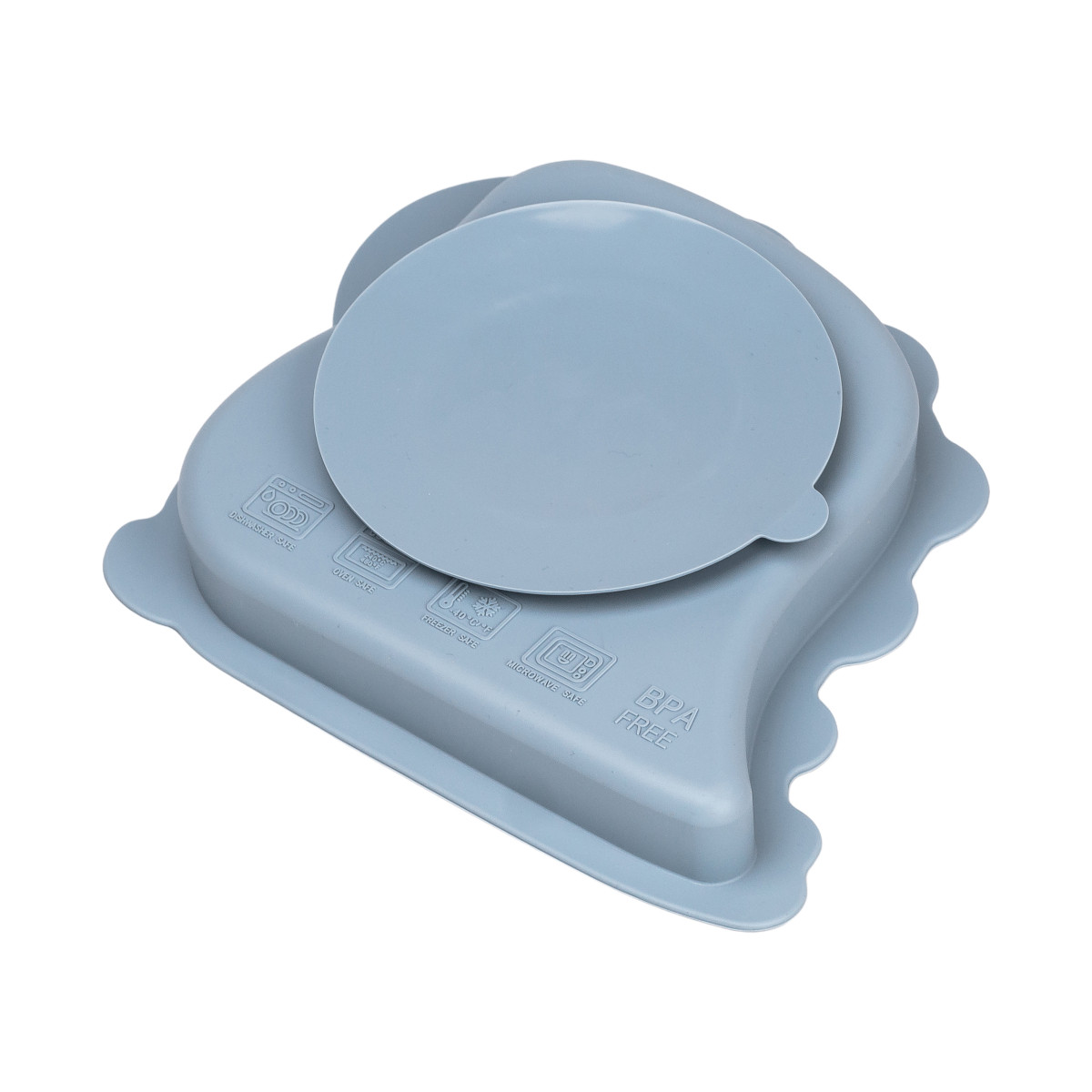 Дитячий набір силіконового посуду чашка/тарілка з трьома секціями/ложка Синій HP34545BL