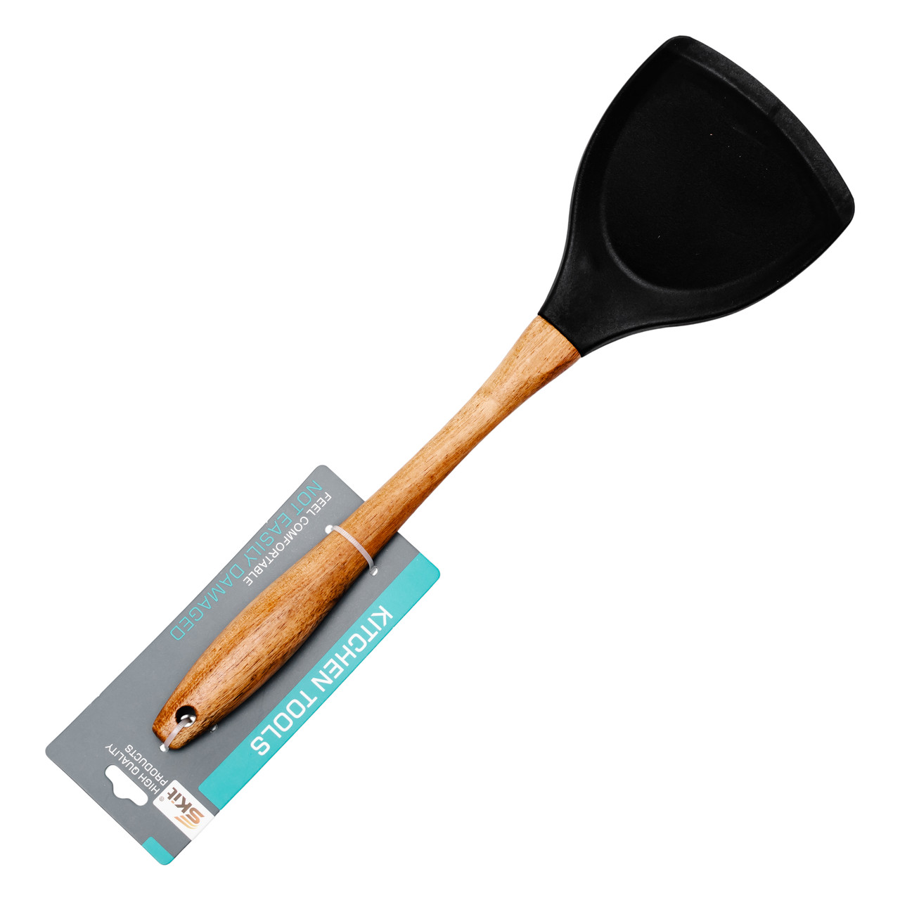 Лопатка силіконова кухонна для сковороди 33.5 (см) лопатка з силікону для кухні з дерев'яною ручкою HP-8-55
