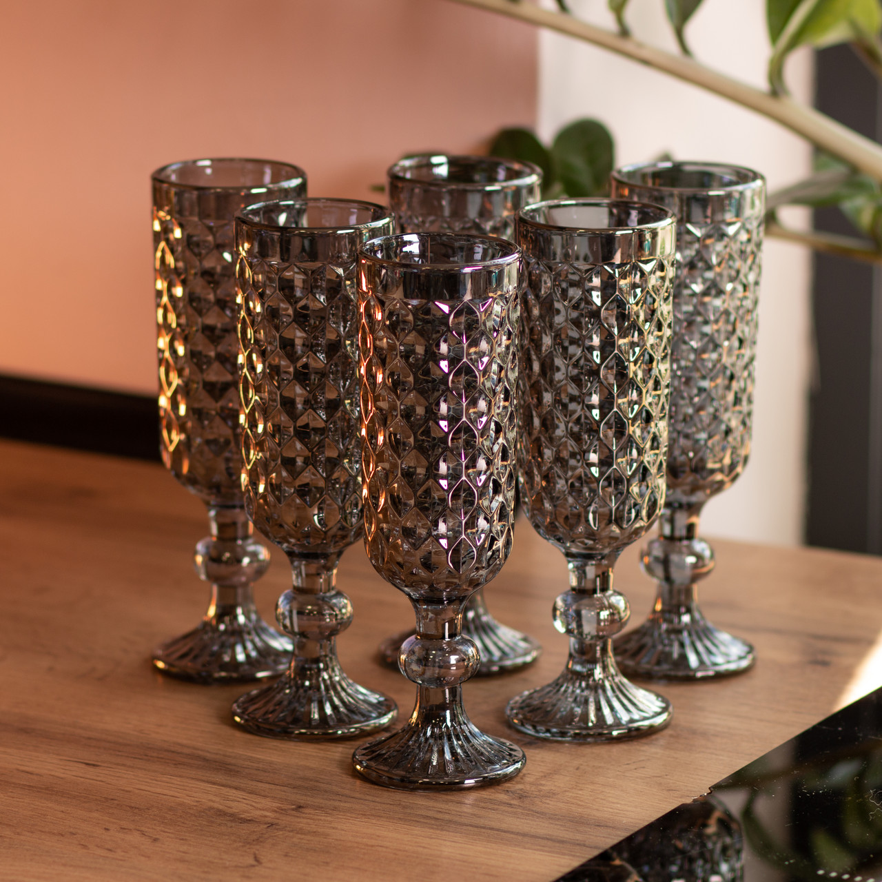 Набір келихів для шампанського 6 штук по 160 (мл) Сірий HP-19-115