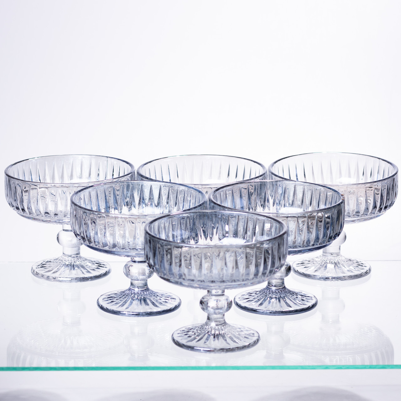 Набір креманок на ніжці 6 шт 300 (мл) Блакитний HP-19-70