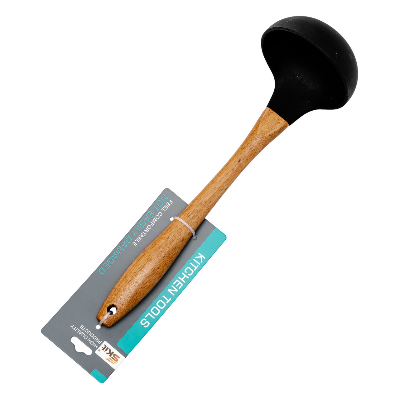 Ополоник силіконовий кухонний 27 (см) кухонний ополоник з силікону з дерев'яною ручкою для супу, бульйону HP-8-58