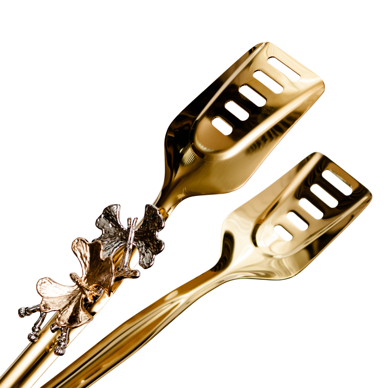 Щипці кухонні металеві 21.5×5 (см) кулінарні щипці для м'яса, риби, гриля кухарські щипці Золотистий HP-8-62