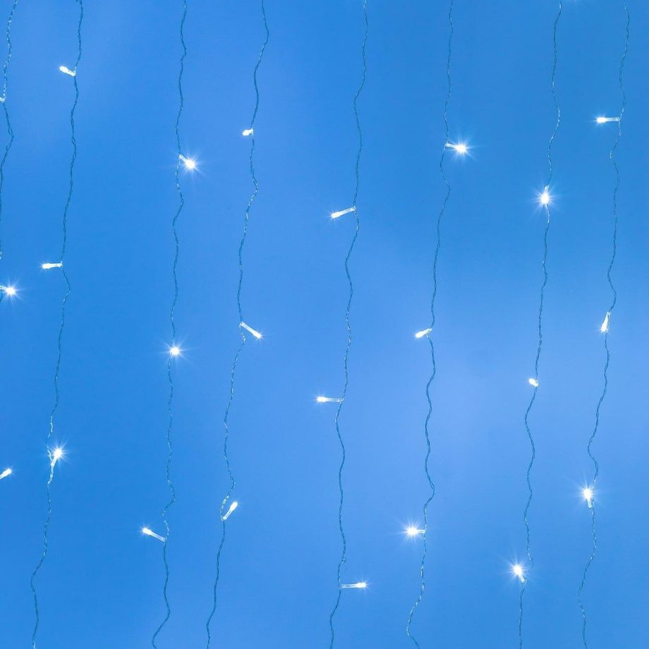 Гірлянда штора 2х2 м 240 LED світлодіодна мідний провід 8 ниток Білий ZWM2240LEDW