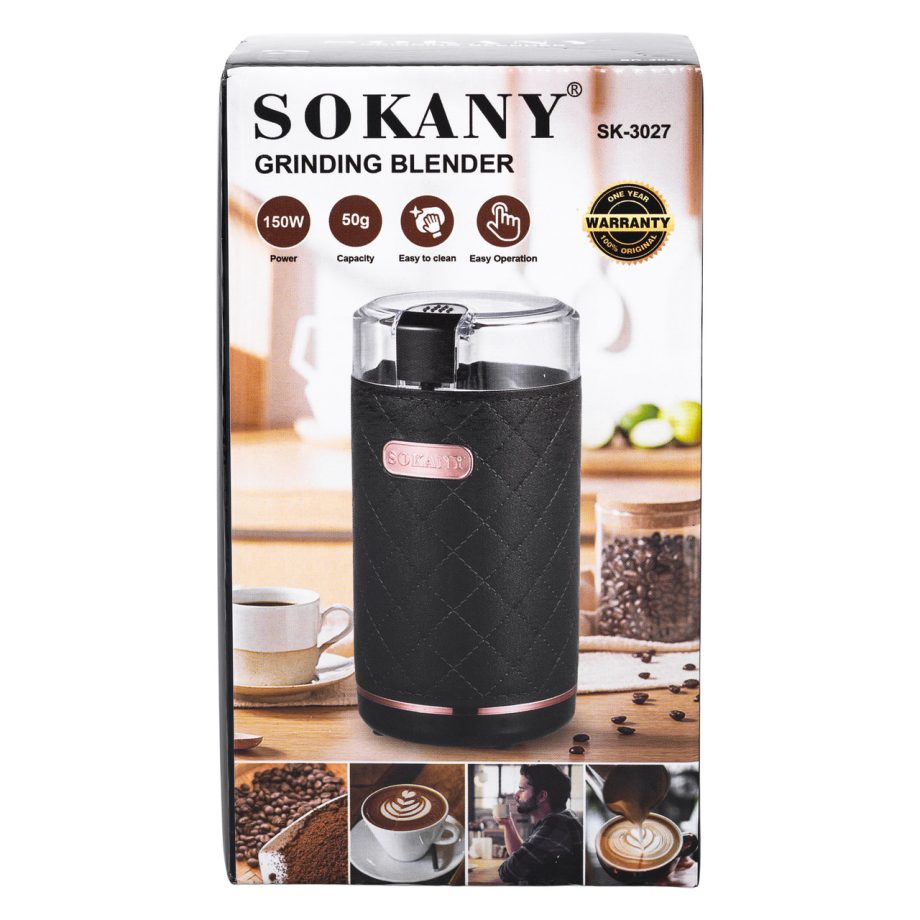 Кавомолка електрична Sokany 150 Вт Чорна Lugi SK-3027B
