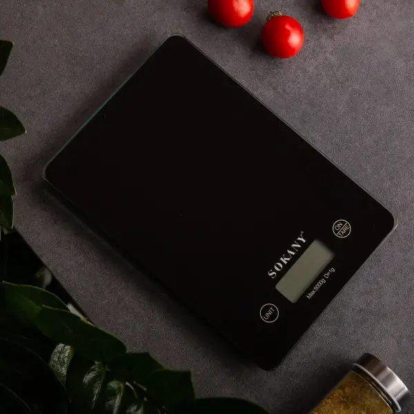 Ваги для кухні Sokany до 5 кг електронні на батарейках Чорні Lugi SK-19027B