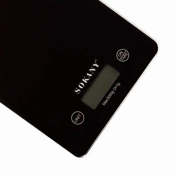 Ваги для кухні Sokany до 5 кг електронні на батарейках Чорні Lugi SK-19027B