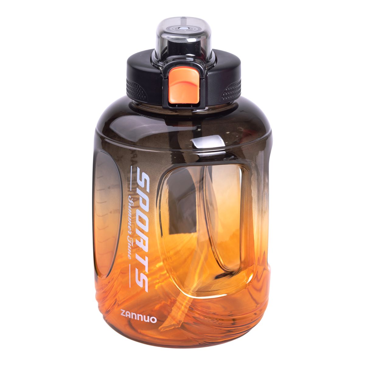 Пляшка для води спортивна 1.6 л пластикова з трубочкою з ремінцем 22 см Чорна HP-14-35B