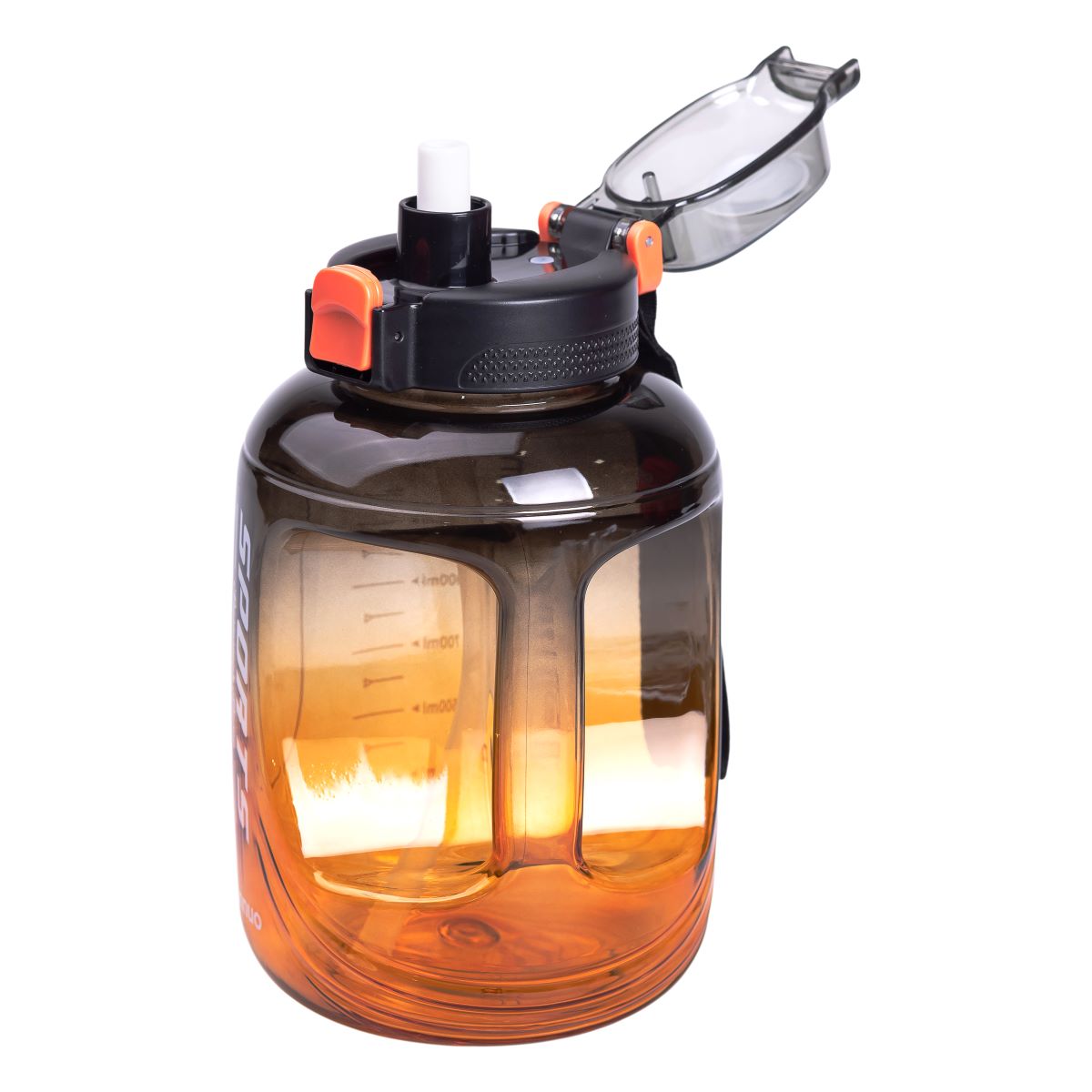 Пляшка для води спортивна 1.6 л пластикова з трубочкою з ремінцем 22 см Чорна HP-14-35B