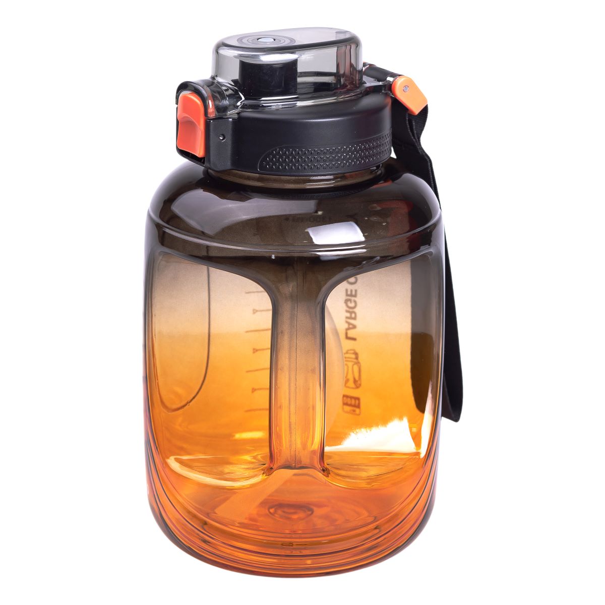 Пляшка для води спортивна 1.6 л пластикова з трубочкою з ремінцем 22 см Чорна HP-14-35B