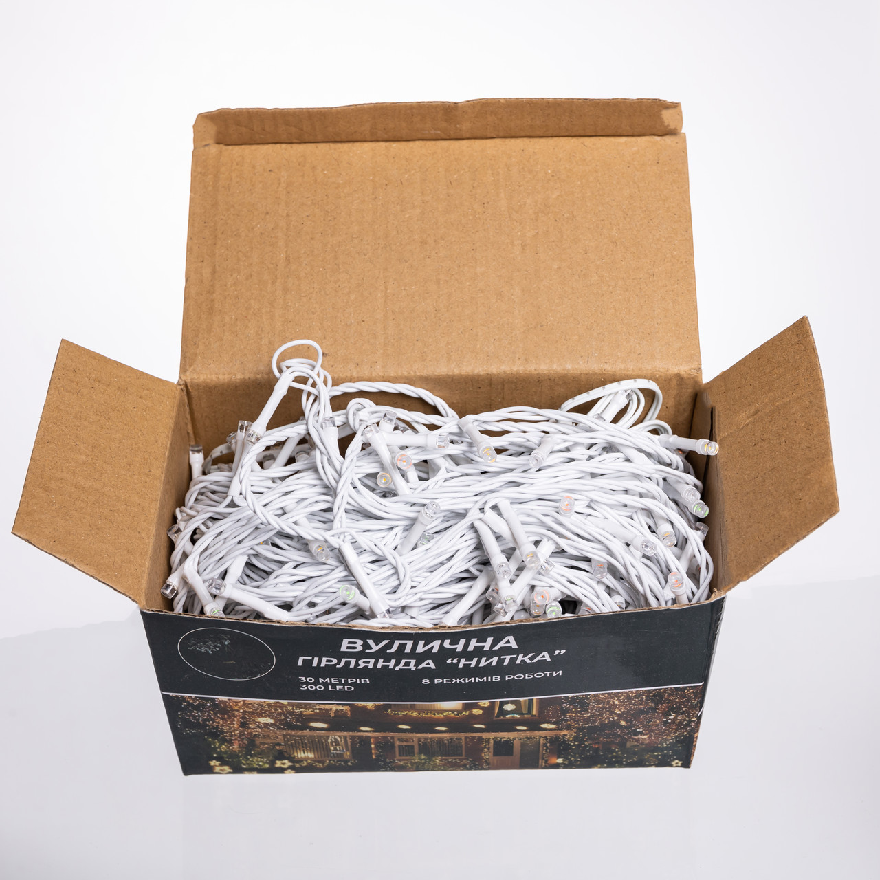 Гірлянда Нитка вулична 30 м 300 LED білий провід Мультиколір CF300L30MWML