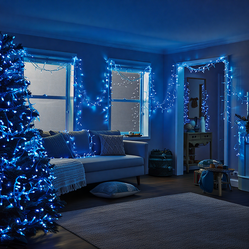 Гірлянда Різдвяна фея вулична 50 м 500 LED білий провід Синій CF500L50MWBL
