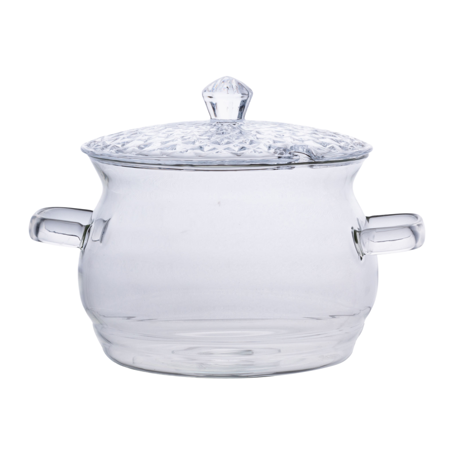 Каструля скляна з кришкою 2 літри з боросилікатного скла посуд супниця скляна з кришкою HP-34-6