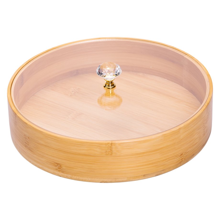 Менужниця дерев&apos;яна на 4 секції з кришкою для закусок Ø25 (см) кругла HB-40-3