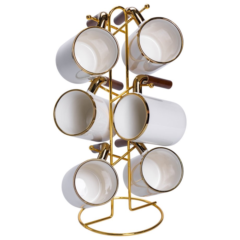 Набір чашок на металевій підставці 6 (шт) по 400 (мл) Білий HP-26-11