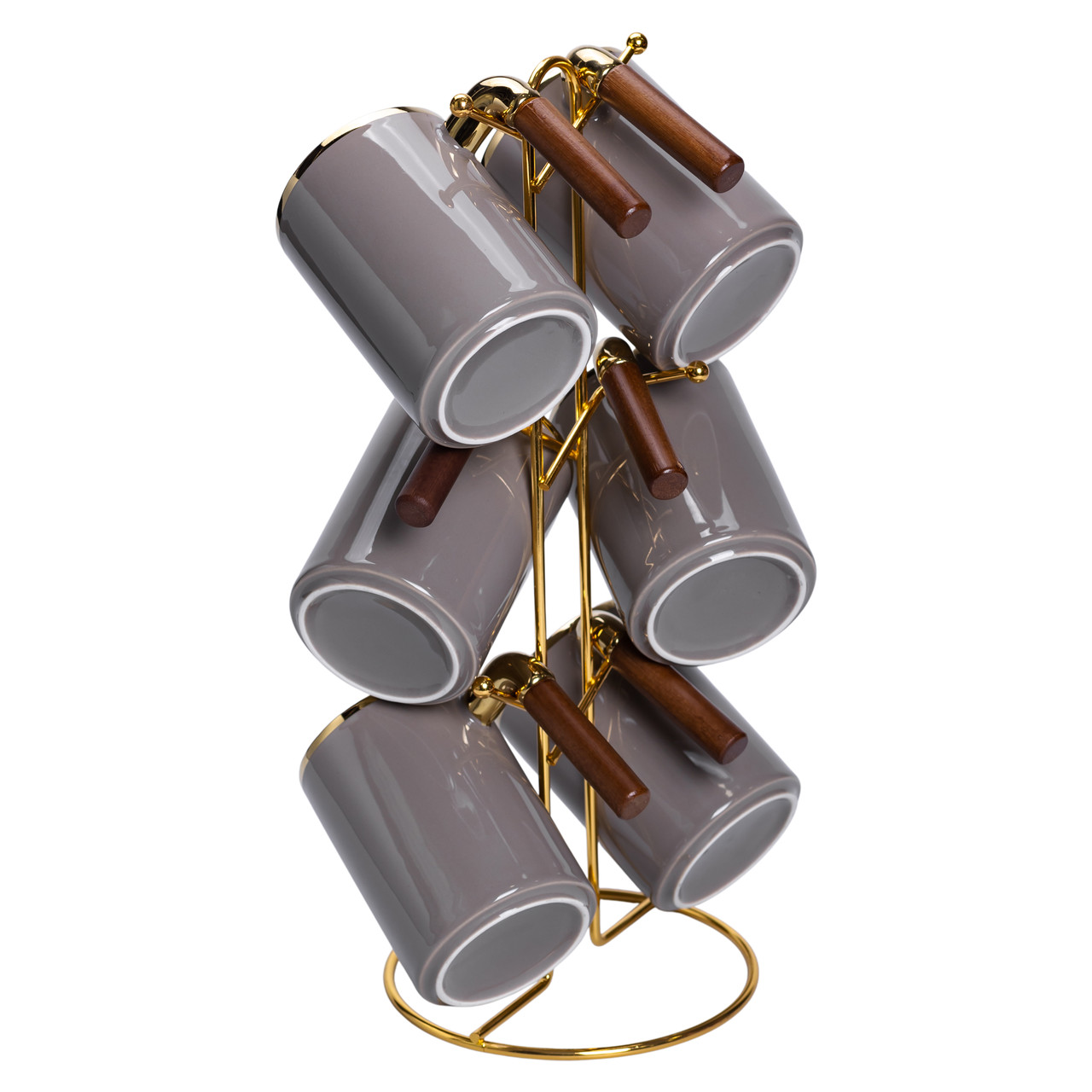 Набір чашок на металевій підставці 6 (шт) по 400 (мл) Сірий HP-26-12