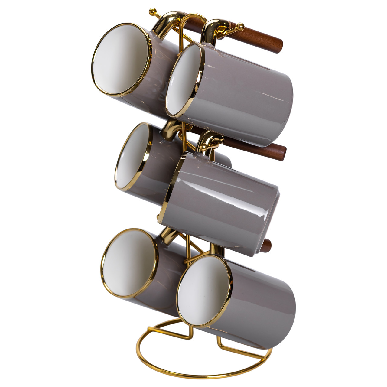 Набір чашок на металевій підставці 6 (шт) по 400 (мл) Сірий HP-26-12