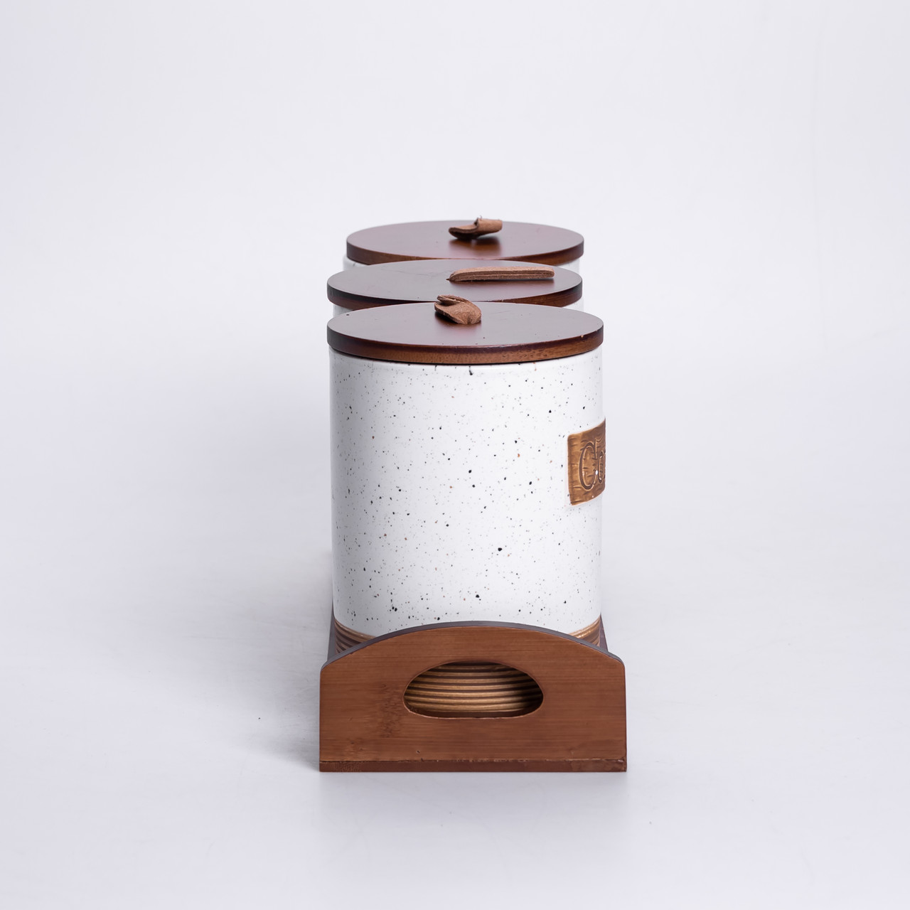 Набір порцелянових банок для сипучих 3 шт по 800 мл з кришками Бежевий HP-26-1BE