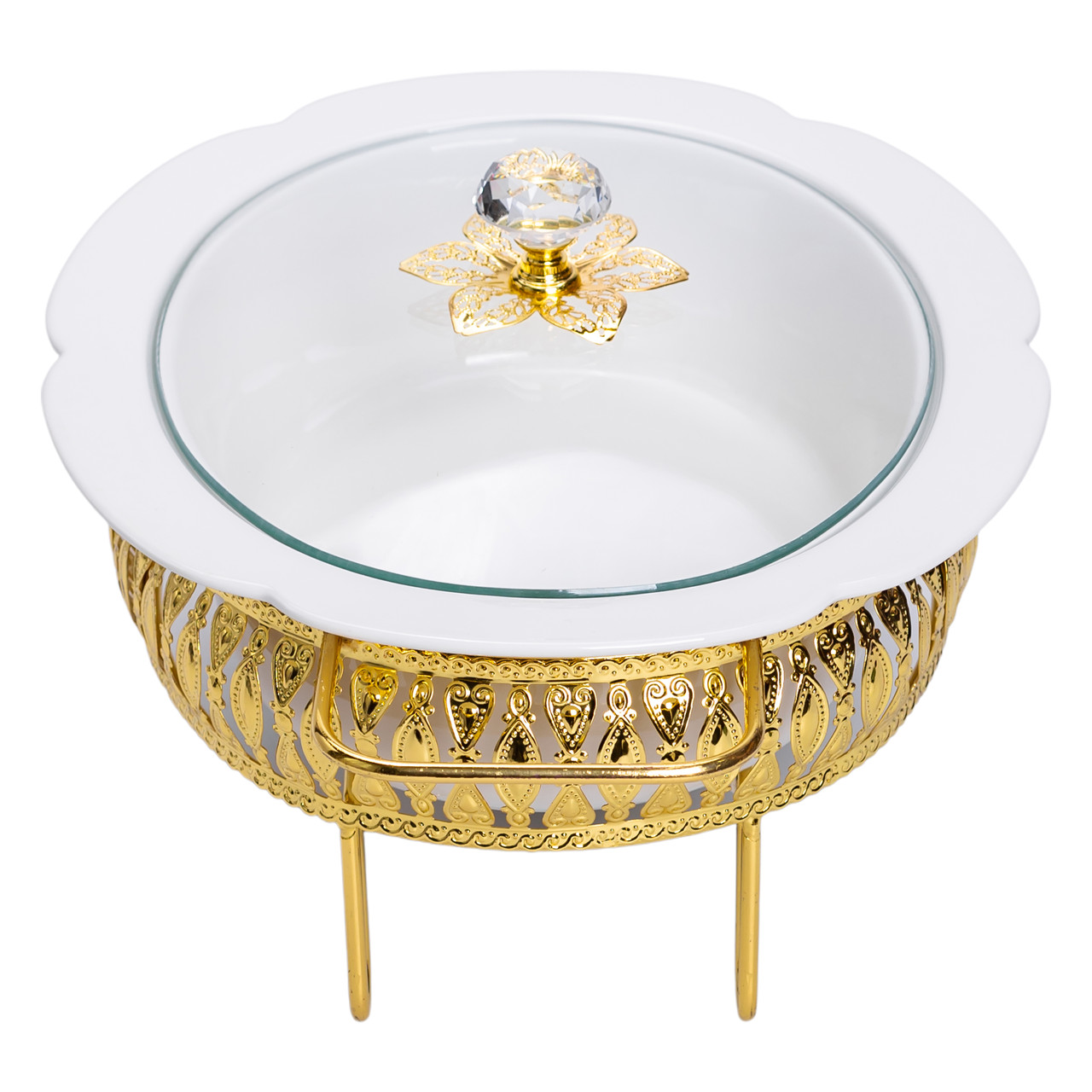 Настільна мармітниця 32×23×14 (см) порцелянова 1.2 (л) на металевій підставці HP-26-8