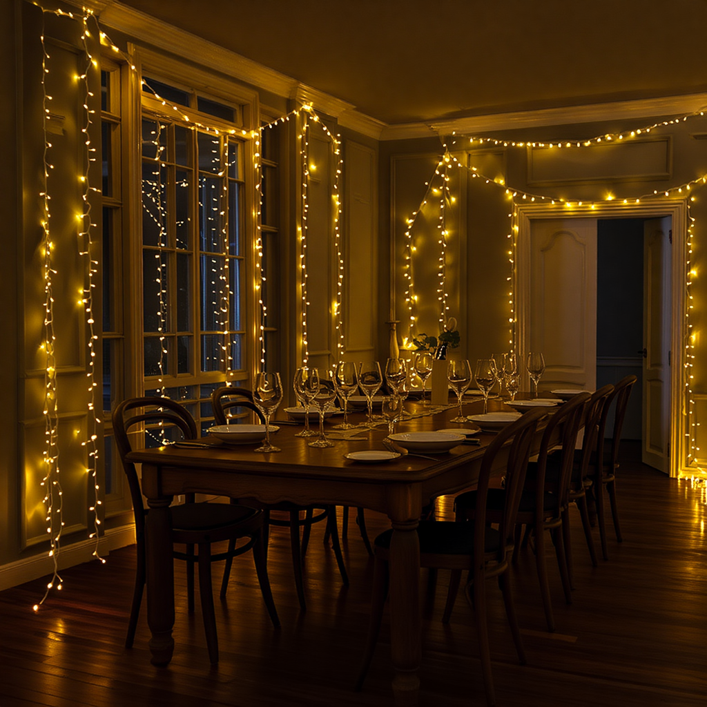 Новорічна гірлянда кімнатна нитка 14 м 160 LED чорний провід Жовтий W160LED16MBY