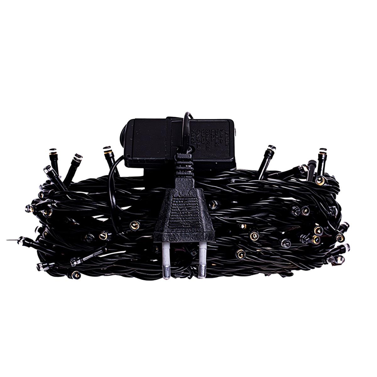 Новорічна гірлянда кімнатна нитка 22 м 220 LED чорний провід Жовтий W220LED22MBY