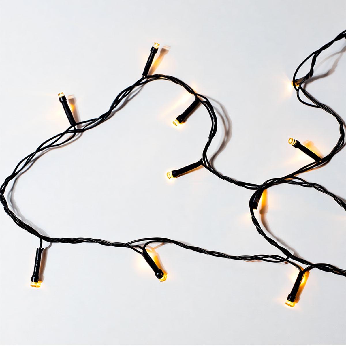 Новорічна гірлянда кімнатна нитка 22 м 220 LED чорний провід Жовтий W220LED22MBY